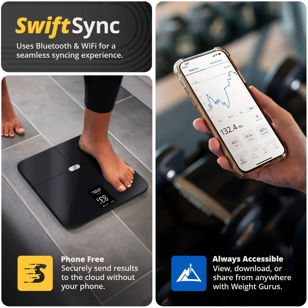 Top-notch Goods Verve Digital Smart Bathroom Scale, Bluetooth and WiFi Enabled Featuring AccuCheck and SwiftSync, 10 User Profiles with Free Tracking App