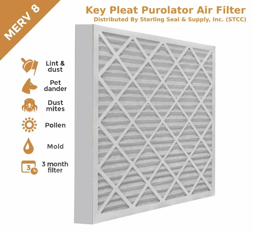 18x25x2 Key Pleat Purolator Air Filter - MERV 8 (6 Pack)