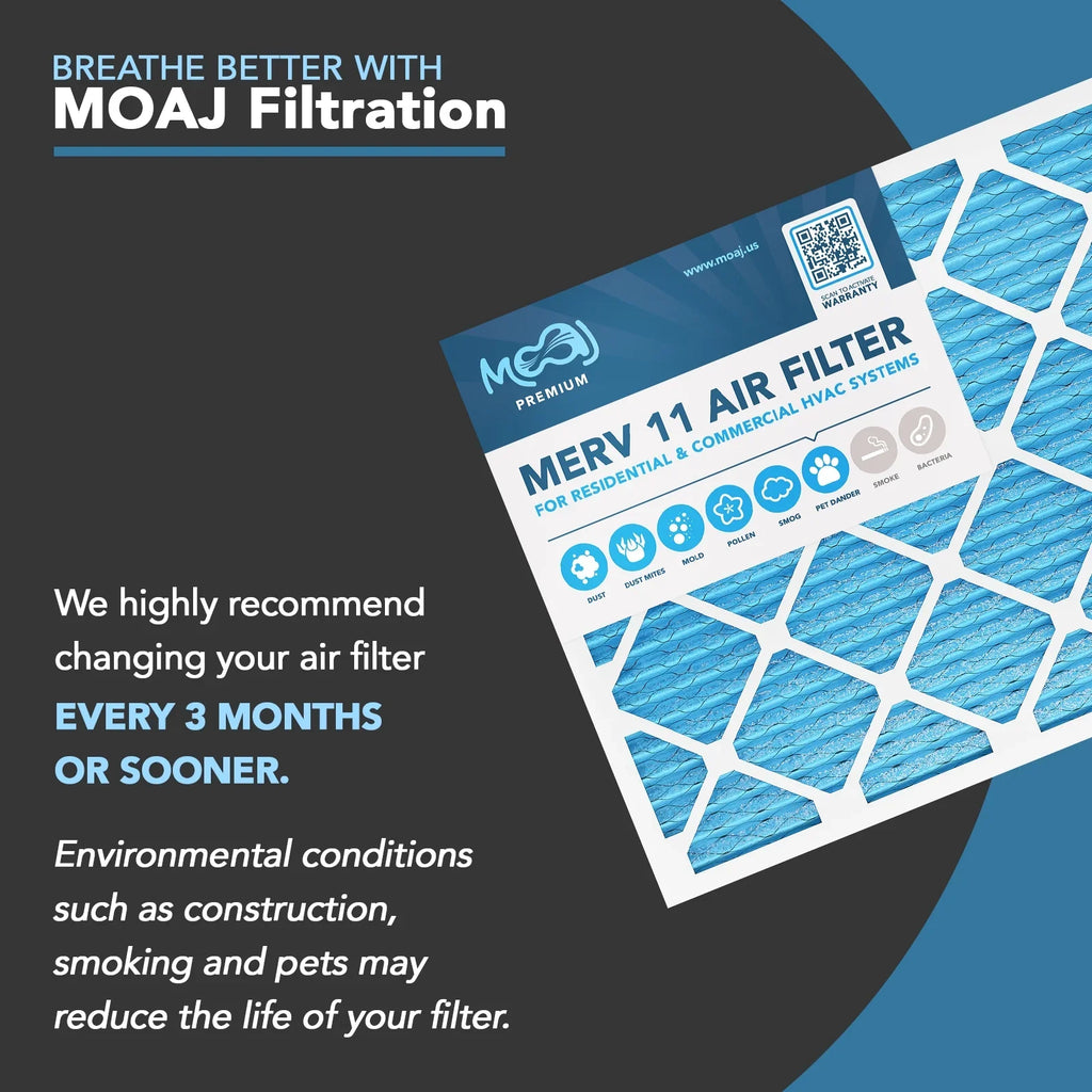 24x30x1 Air Filter (6-PACK) | MERV 11 | MOAJ Premium Allergen Defense | BASED IN USA | Pleated Replacement Air Filters AC & Furnace Applications | Actual Dimensions: 23.70" x 29.70" x 0.75" (in.)