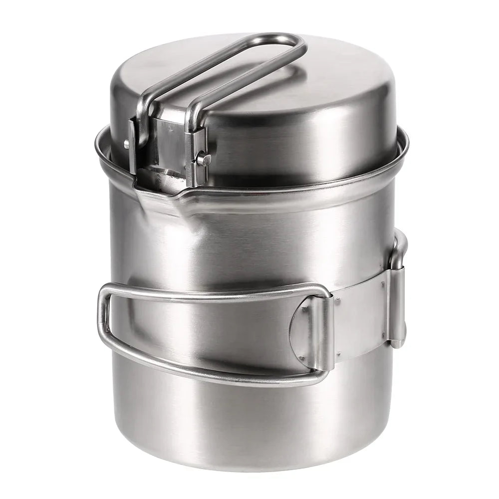 Arealer Portable Camping Stove Combo Wood Burning Stove and Cooking Pot Set Backpacking Fishing Hiking