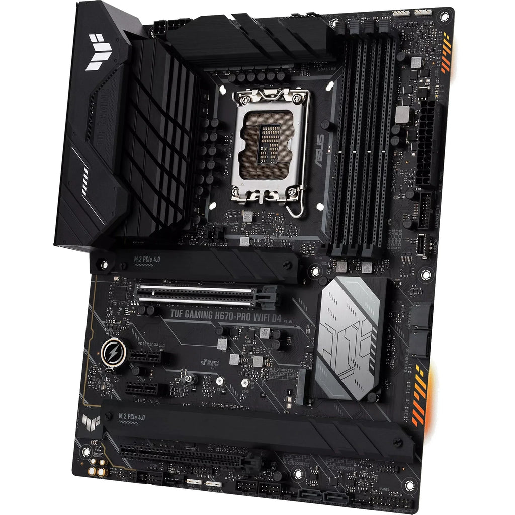 ASUS TUF GAMING H670-PRO WIFI D4 LGA 1700 (Intel 12th &13th Gen) ATX Gaming Motherboard (PCIe 5.0, DDR4, 14+1 DrMOS, 4xPCIe 4.0 M.2 Slots, WiFi 6, 2.5 Gb LAN, Front USB 3.2 Gen 1 Type-C)