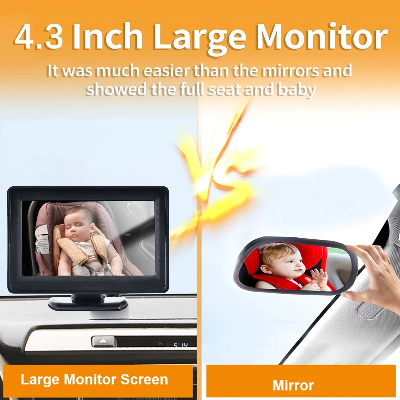 Pristin Invigilator,Inch Car Seat Baby car Car Seat Mirror Car Baby View Vision Baby Mirror Camera Easy Monitor 1080P Monitor Baby Car Baby Rear Seat Car Mirror Camera Baby Monitor 150° Wide View