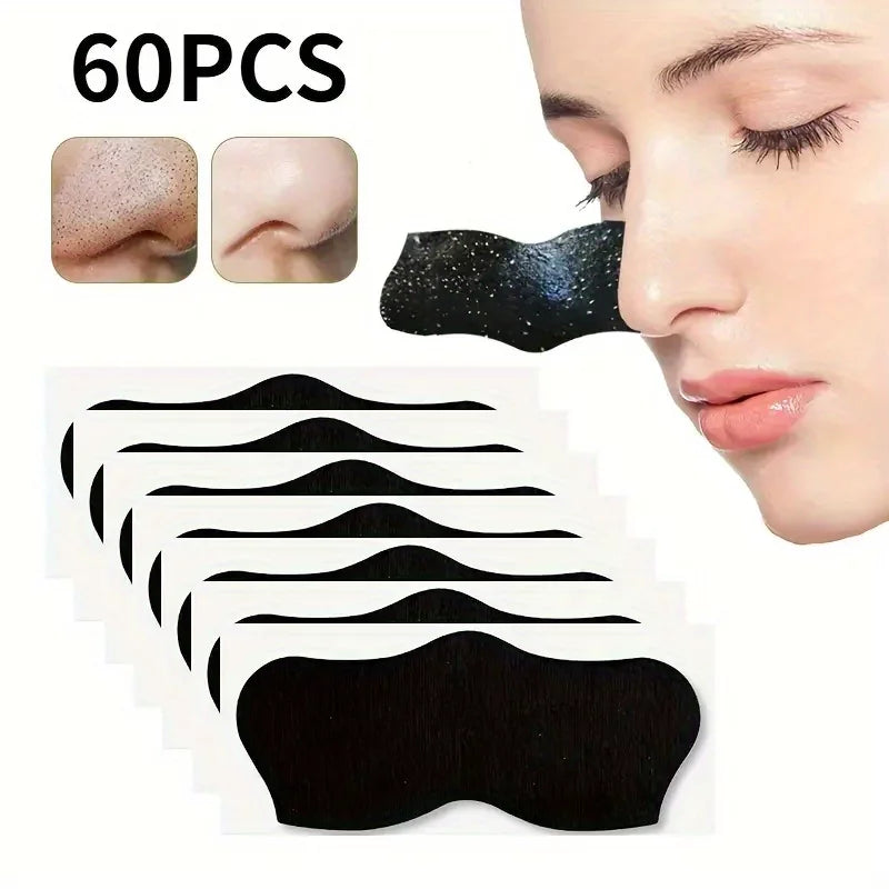 100pc Deep Cleansing Pore Patch, A Nose Patch For Oily Skin To Remove Blackheads, Instantly Unblocking Pores, Using Natural Charcoal To Reduce Oil By Three Times