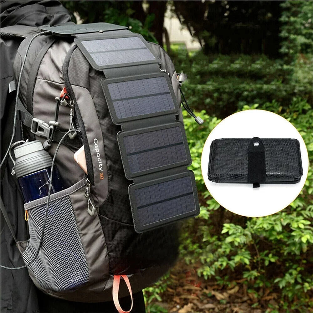 JLLOM Portable Solar Power Bank Mobile Phone Charger Panel Waterproof Outdoor Camping