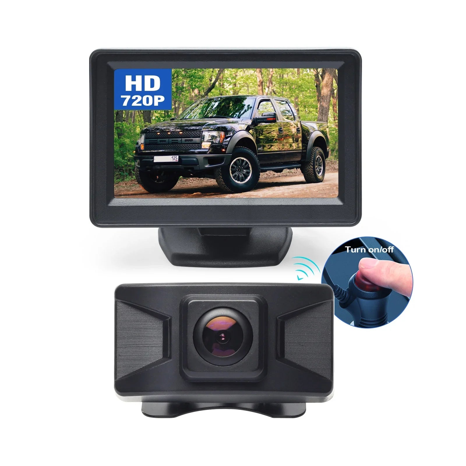 4.3 Inch Wireless Rear View Monitor Kit Backup Camera 720P HD Reverse Camera Car Van Truck Camper Trailer with Parking Guide Lines