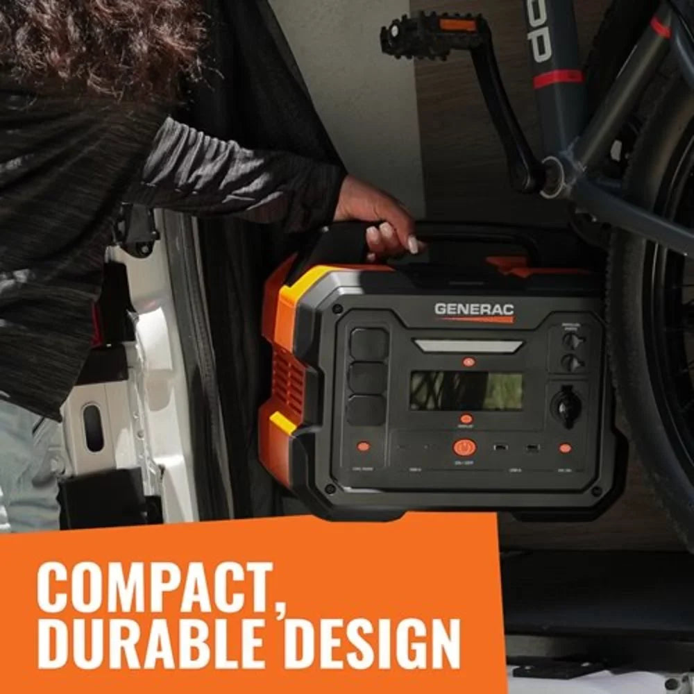 Generac 8025 Power Station 1600/3200 Watts 1086Wh Battery Powered Portable Generator - Solar Panel Charging
