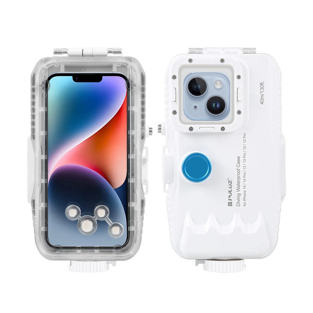 PULUZ 40M131ft Waterproof Phone Case Diving Case Smartphone Underwater Housing Protective Case with Red Filter Neck Strap Cleaning Cloth Replacement 14/ 14 / 13/ 13 / 12/ 12 P