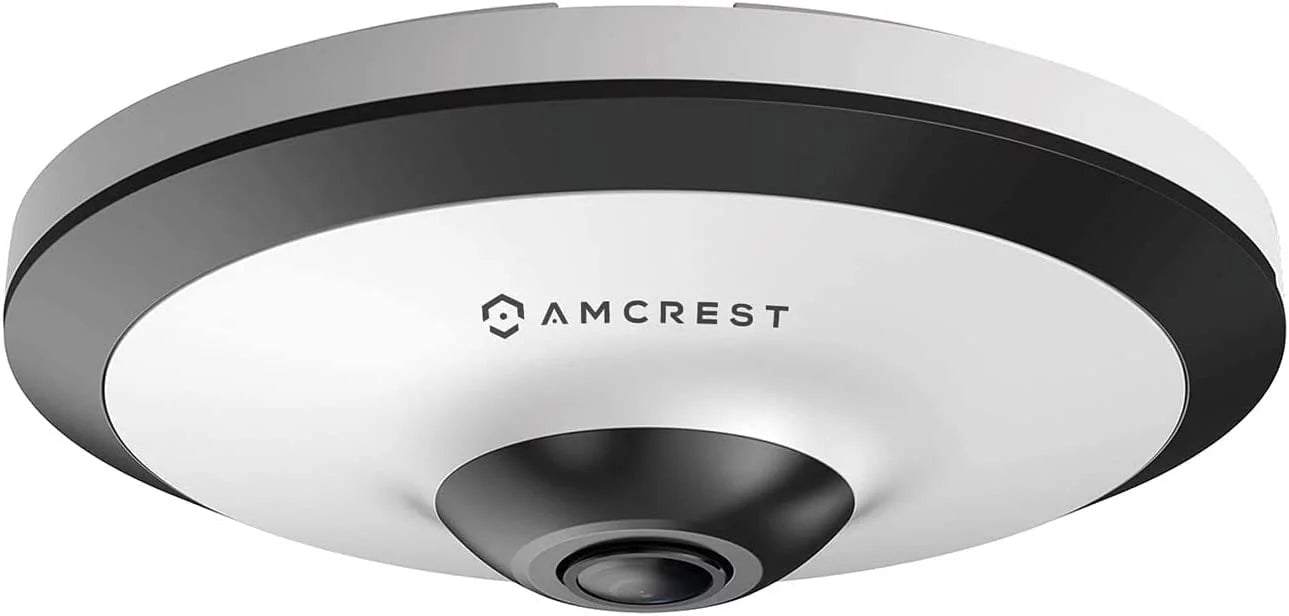 Amcrest 5-Megapixel Fisheye Camera, UltraHD Security PoE Camera Indoor, 1.4mm Lens, 33ft Nightvision, 360° Panoramic Camera Protection Cloud and MicroSD Recording, IP5M-F1180EW (White)