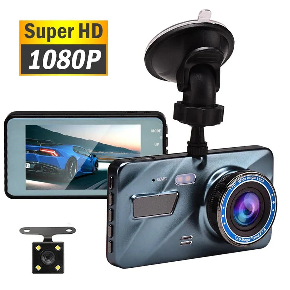 Onemayship HD 1080P Car Dual Lens Dash Cam 4" DVR Recorder Front & Rear Camera Night Vision