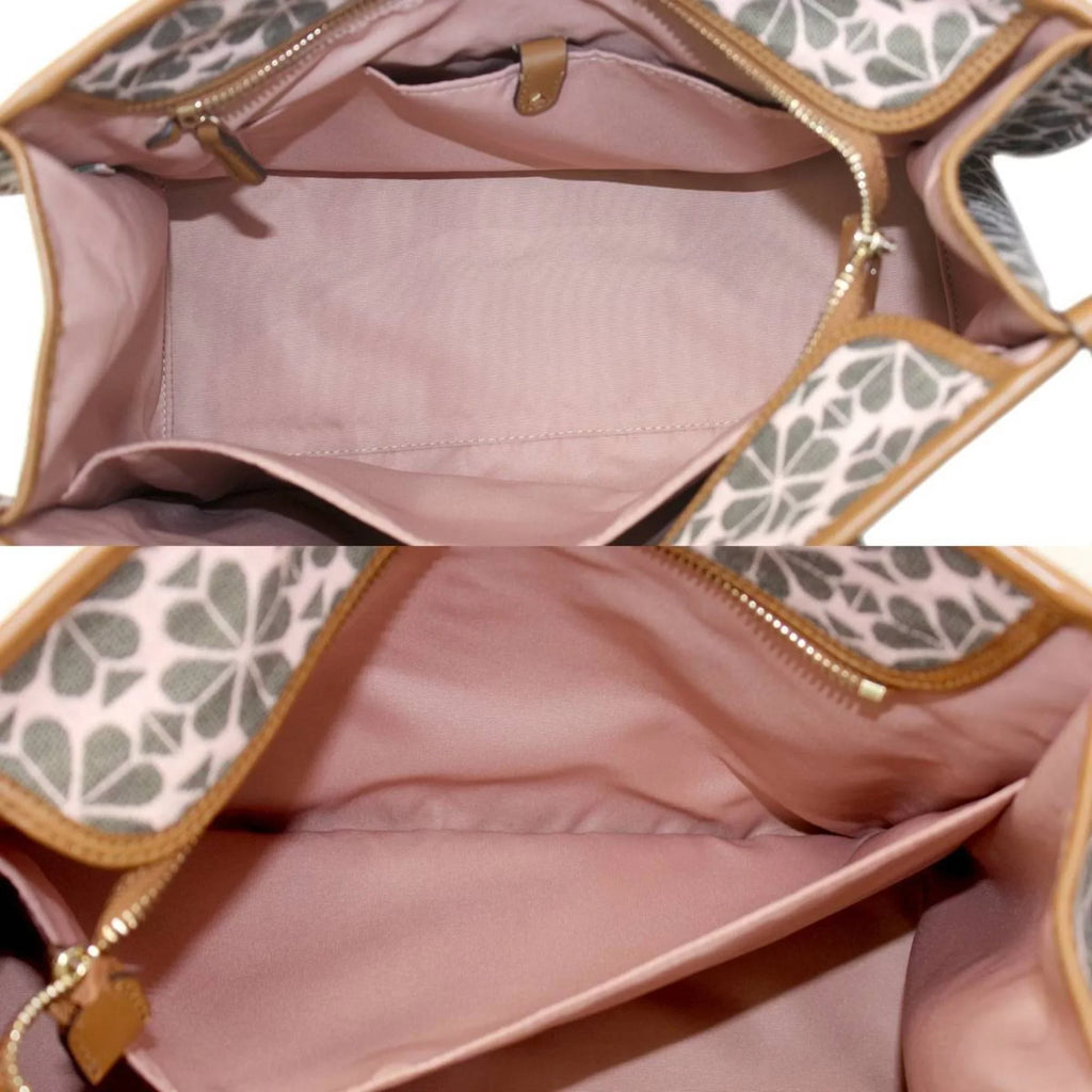 Pre-Owned Kate Spade spade flower collection tote bag shoulder jacquard leather pink x brown women's KS (Good)