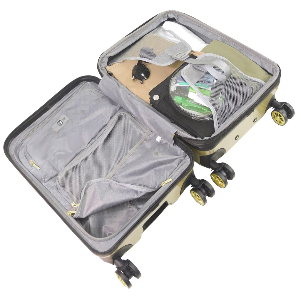 Grove 22 Inch Rolling Luggage, Hardshell Carry On Suitcase with Spinner Wheels, Gold