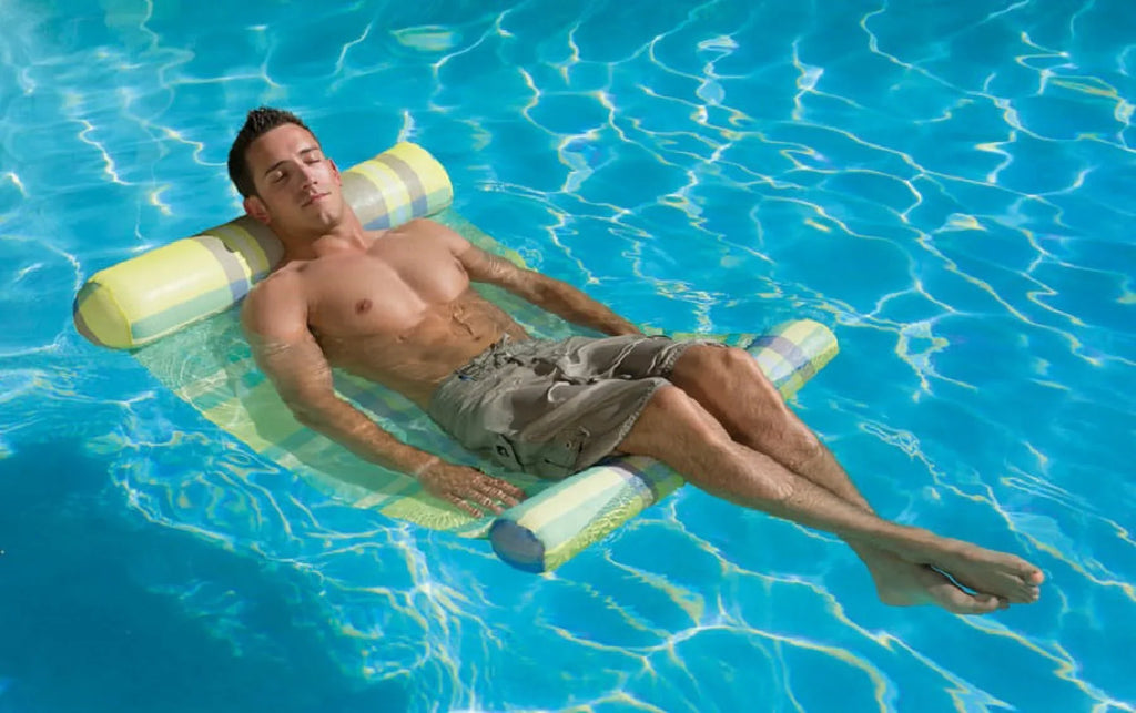 Swim Central 54" Plaid Extra Large Water Hammock 1-Person Swimming Pool Lounger - Green/Blue