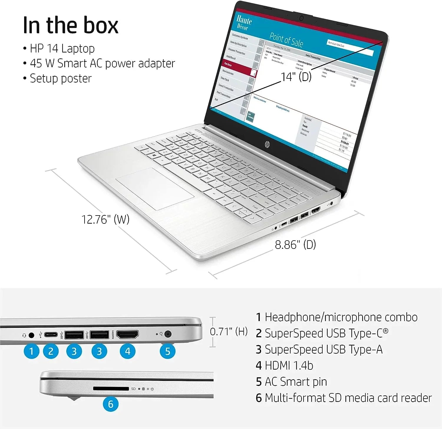 HP 14" HD Laptop Computer, Intel Quad-Core i5-1135G7 up to 4.2GHz (Beat i7-1065G7), 16GB RAM, 512GB PCIe SSD, Intel Iris Xe Graphic, HDMI, USB, Wi-Fi, Webcam, Silver, Windows 11 Home