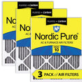 14x25x1 (13_1/2x24_1/2) Furnace Air Filters MERV 10 Pleated Plus Carbon 3 Pack