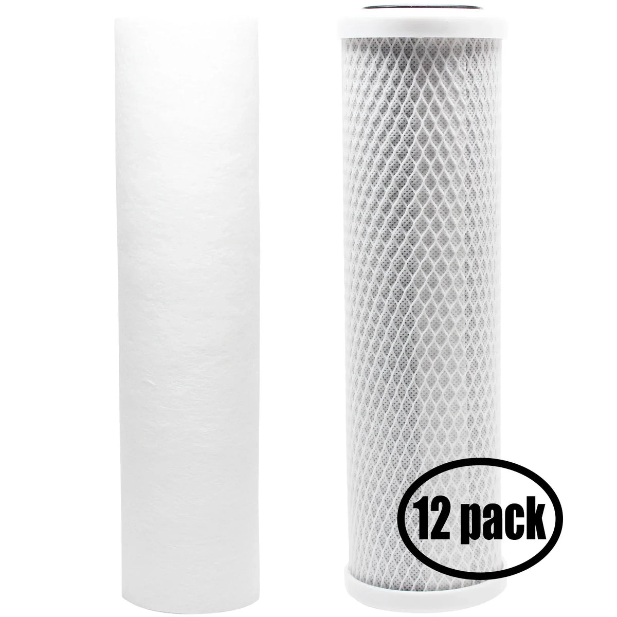 12-Pack Replacement Filter Kit Bulk Reef Supply 200900 RO System - Includes Carbon Block Filter & PP Sediment Filter - Denali Pure Brand