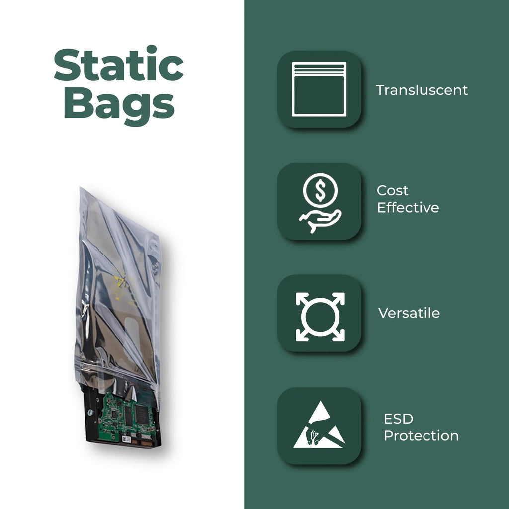 3 Mil Metallic Conductive Transparent Bags 4" x 6" Standard 100/CS Dependable ESD Protection