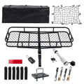 60"x24"x6" hook mounted folding cargo basket with cargo net, 500 lb capacity 60" x 24" x 6" Hitched Mounted Folding Cargo Basket with Cargo Net, 500lb Capacity Car SUV Truck Trailer, Black