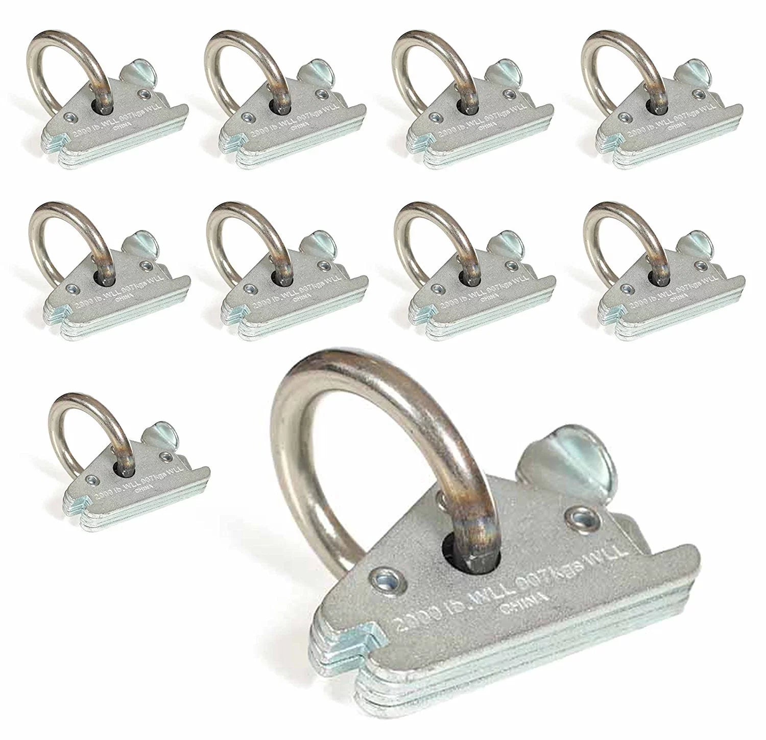 DC Cargo Mall 10-Pack Heavy Duty Steel E-Track O Ring Tie-Down Anchors w/ E Track Spring Fitting Attachments, O-Rings, Tie Down Cargo Loads to ETrack TieDown System in Trailer, Truck, Van, Pickup