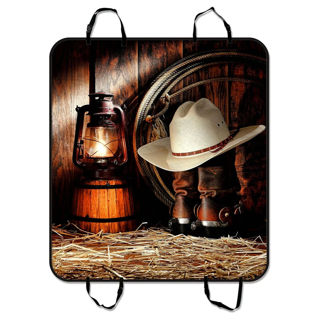 GCKG American West Rodeo Cowboy Pet Car Seat Wrap Dog Car Seat Mat Hammock Cargo Mat Trunk Mat For Cars Trucks and SUV 54x60 inches