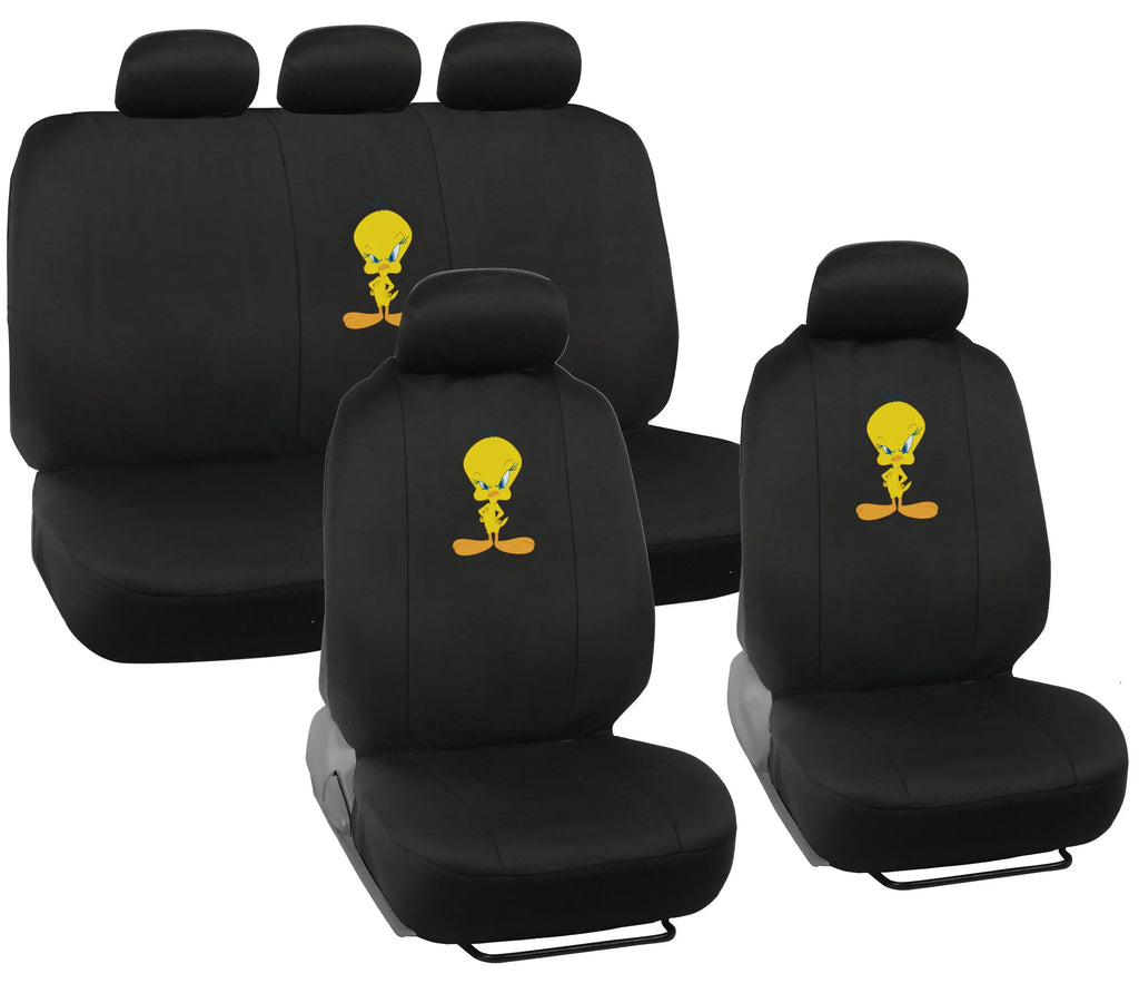 BDK Looney Tunes Tweety Bird Car Seat Shield with Floor Mats Full Set - Holiday Car Auto Accessories Gift Set