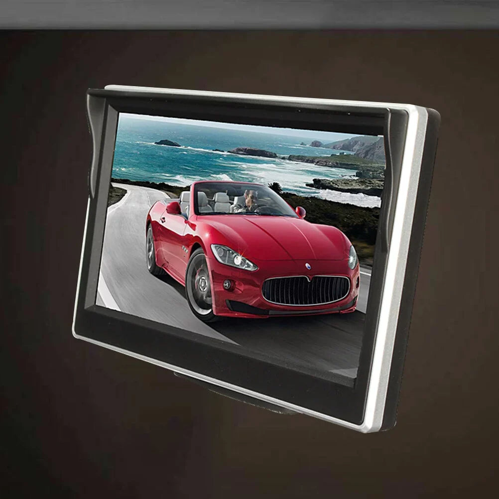 5 inch TFT LCD Color Mirror Monitor Car Reverse Rear View Backup Camera Car DVD Kit (Black)