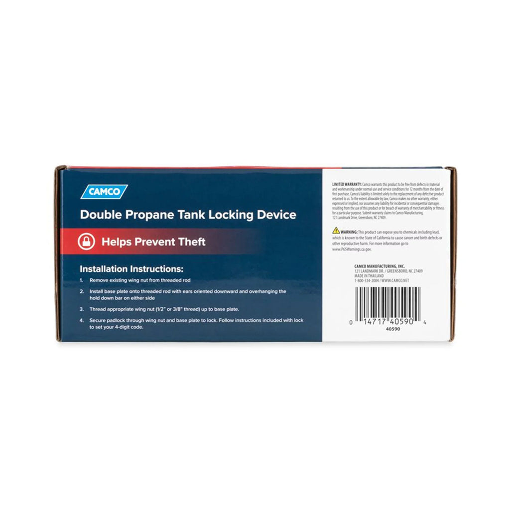 Camco Camper/RV Double Propane Tank Locking Device | Features a Combination Lock Keyless Access & Heavy-Duty Steel Design (40590)