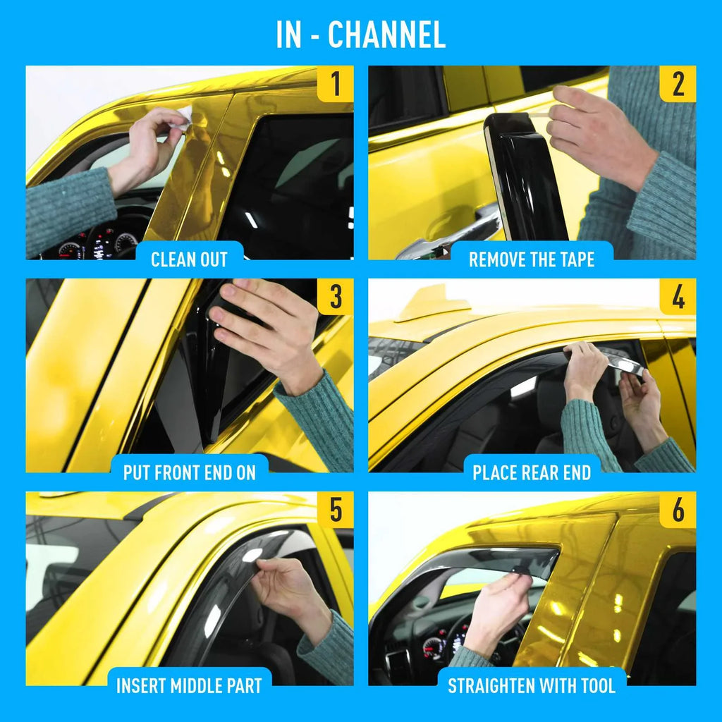 AEROGUYS In-Channel Window Deflectors Extra Long-lasting Window Visors Rain Guards Fit Chevrolet (Chevy) Silverado 1500 2014-2018 Crew Cab, Sun Visors, Wind Vent Visors, Truck Accessories -4pcs. AG0421