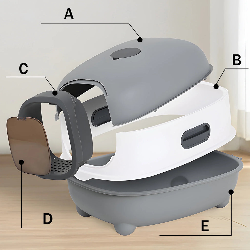 EOIVSH Large Cat Litter Box,Pets Enclosed Cat Litter Boxes,Odor Control,Jumbo Hooded,Gray,Door Isolate Smelly