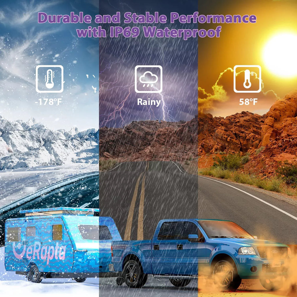 eRapta ERT11 Backup Camera, Rear View Reverse Camera Car Truck Pickup SUV RV Van HD License Plate Front Rear Camera
