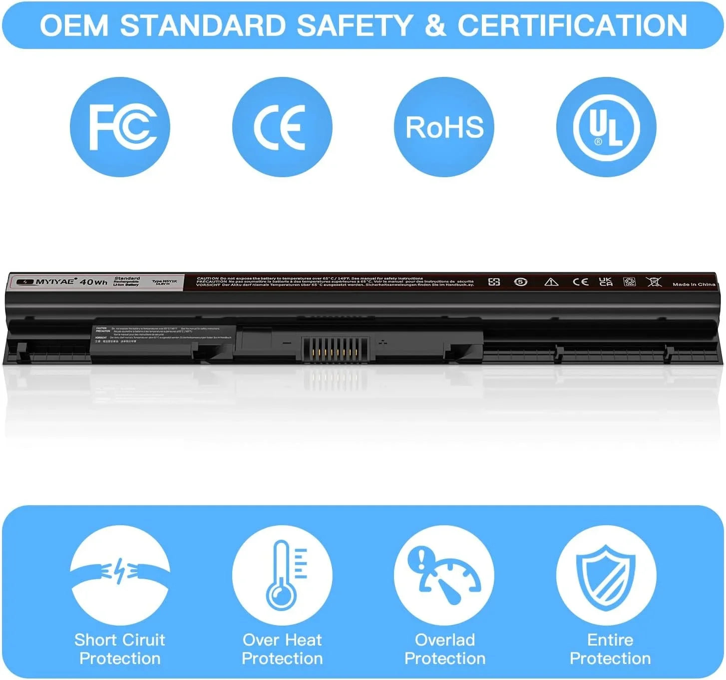 M5Y1K 14.8V 40Wh y Replacement Dell Inspiron 15 3000 5000 5558 5559 5755 5756 5758 5759 3451 5458