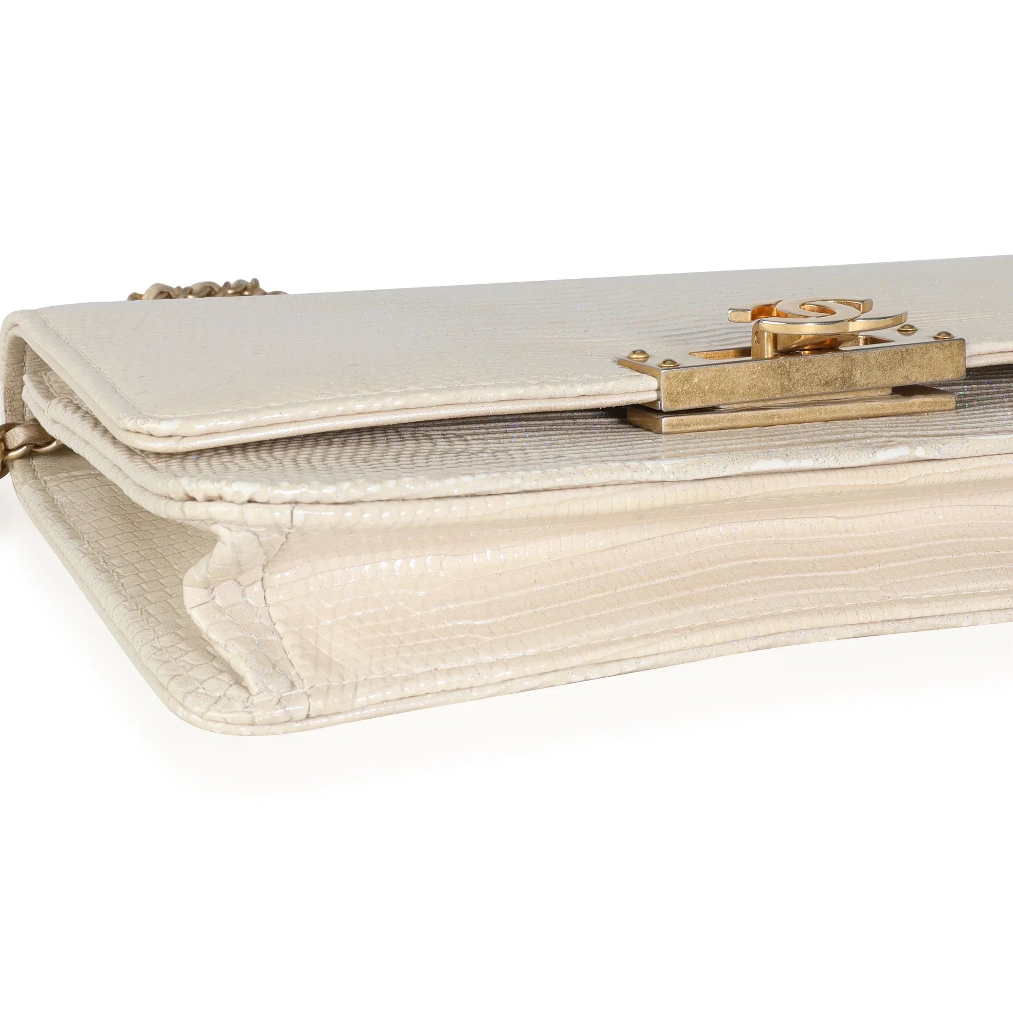 Chanel Gold Metallic Lizard Golden Class Wallet on Chain Pre-Owned