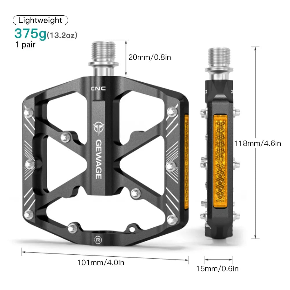 Bike Pedals Aluminum Alloy Pedals with Reflectors Mountain Bike Pedals Cycling Pedals Platm