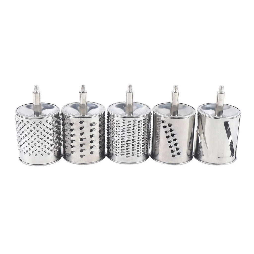 OUKANING Stainless Steel Cheese Food Grater Rotary Drum Slicer Shredder Grinder with 5 Blades