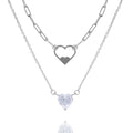Blue Box Boutique Inc Link Omega Double Chain Heart Necklace Women, Teens