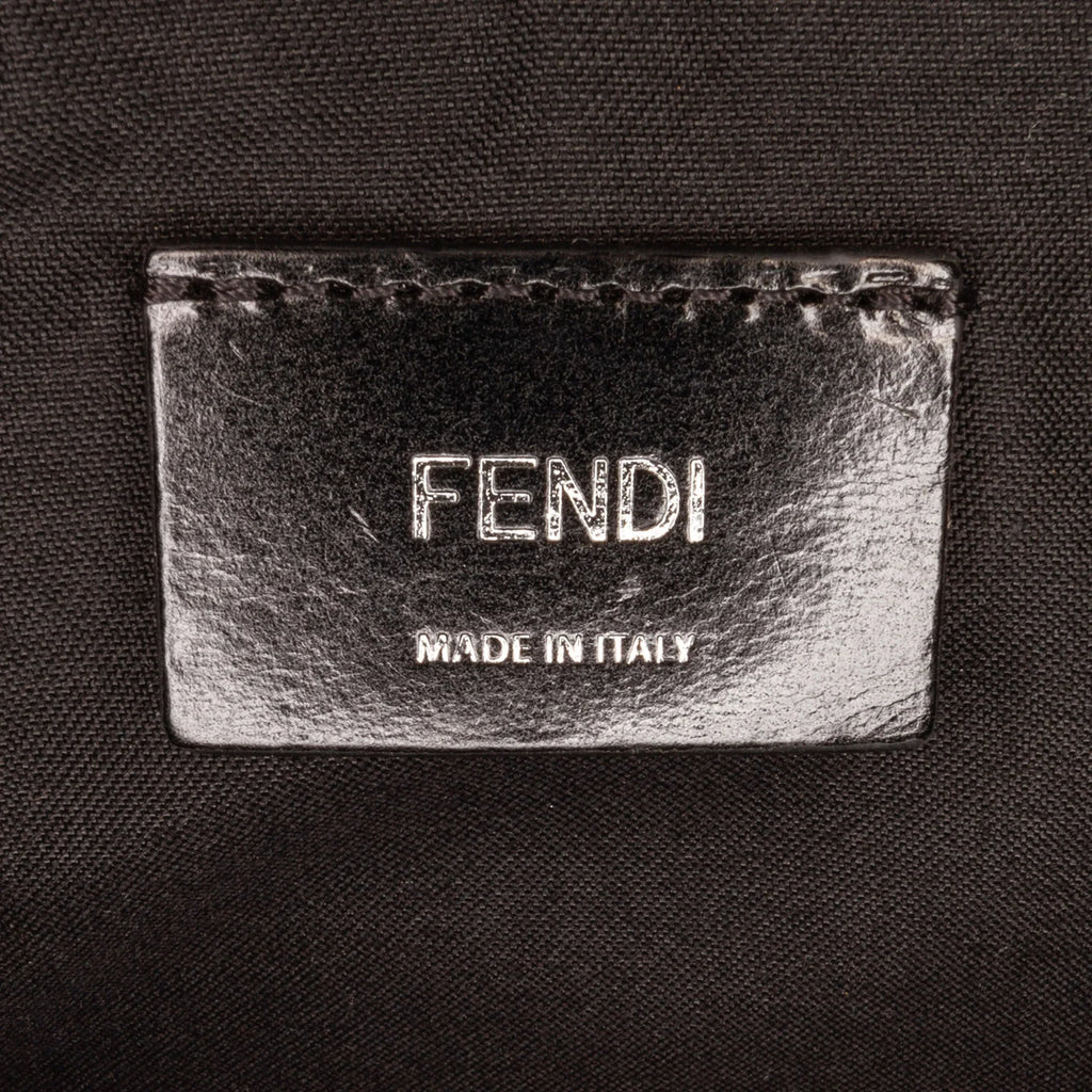 Pre-Owned Authenticated Fendi FF Neoprene Vitello Grace Perated Pocket Belt Bag Knit Fabric Black Unisex (Good)