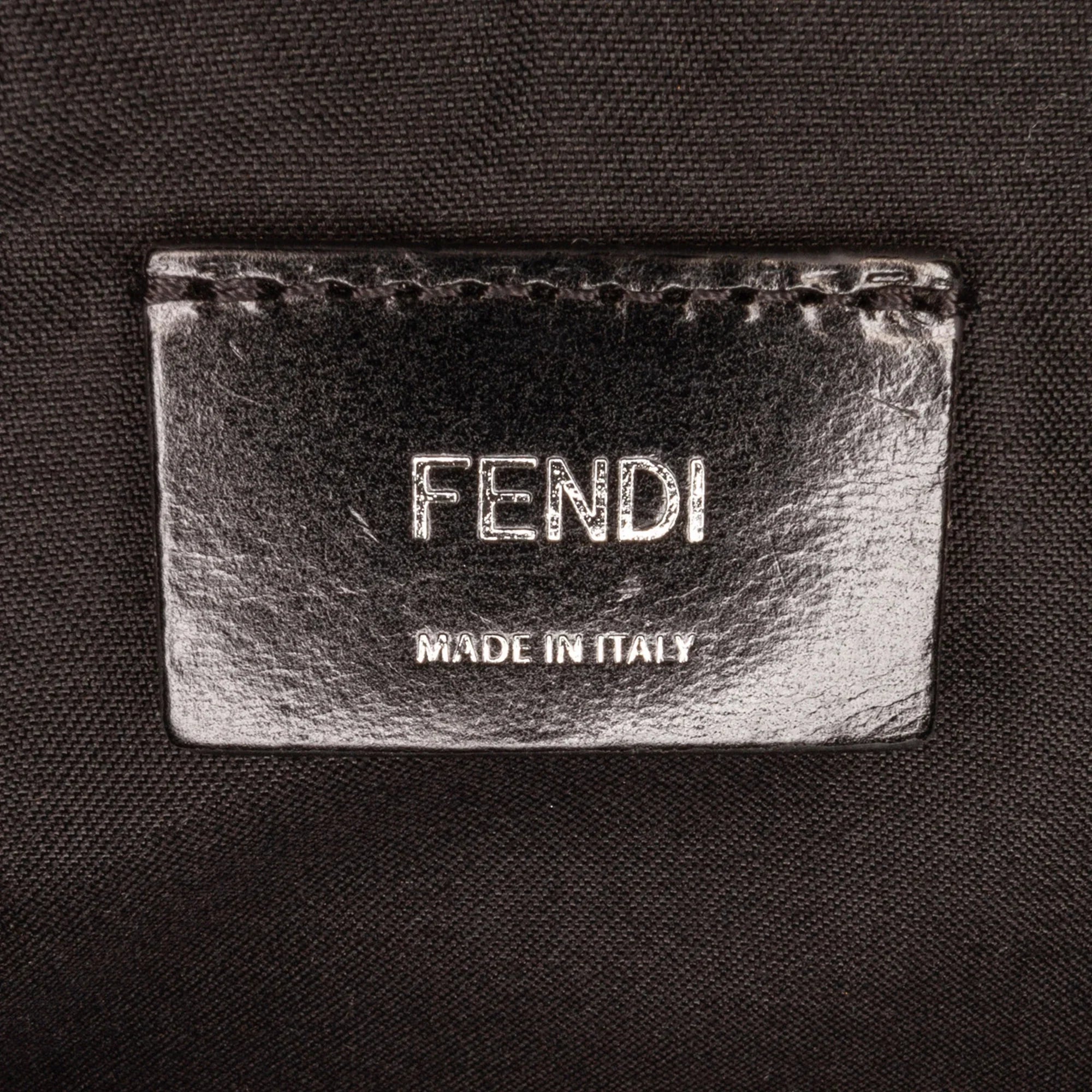 Pre-Owned Authenticated Fendi FF Neoprene Vitello Grace Perated Pocket Belt Bag Knit Fabric Black Unisex (Good)