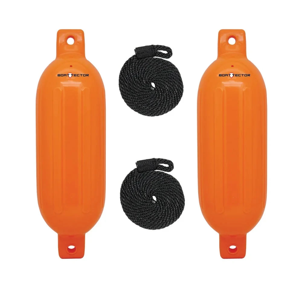 Extreme Max 3006.7581 Vessel Inflatable Fender Value 2-Pack - 4.5" x 16", Neon Orange