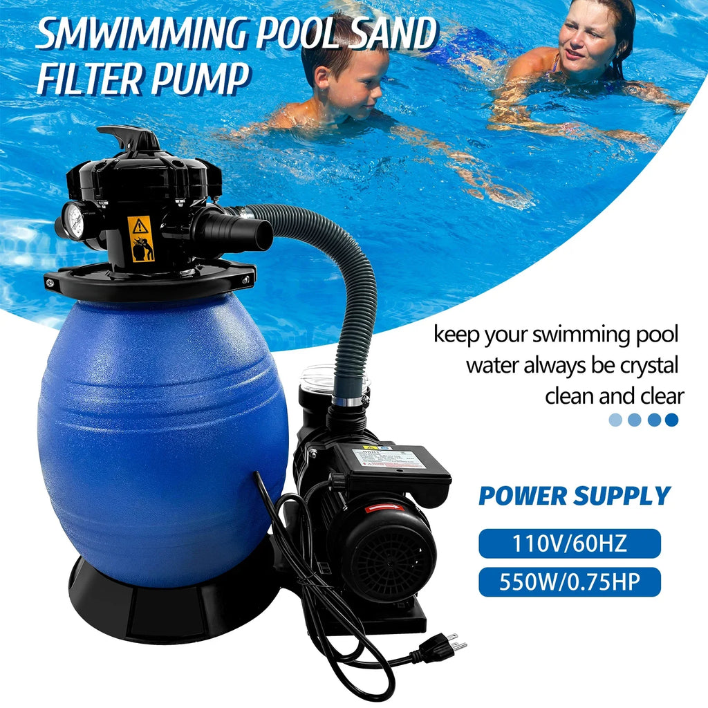 PRIJESSE 13" Pool Sand Filter 3/4HP Sand Filter Swimming Pool Pump Above Ground Pool