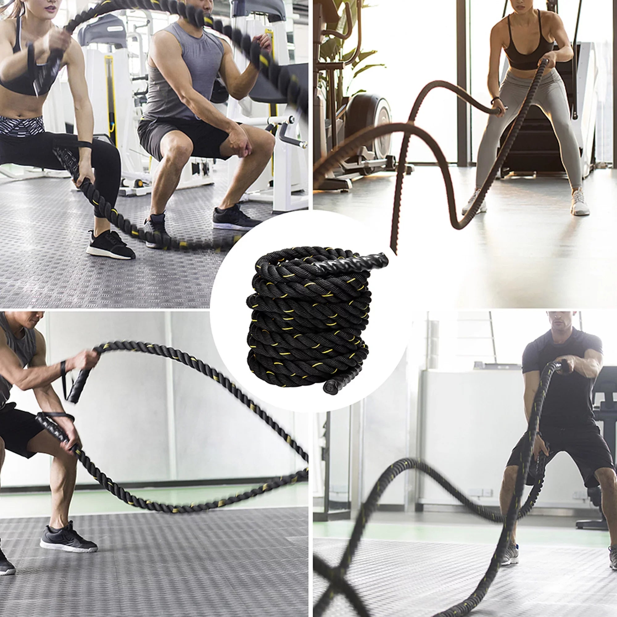 NK 49.2ft Length, Heavy Jump Rope Skipping Rope Workout Battle Ropes Total Body Workouts Power Improve Strength Building Muscle Mens/Womens