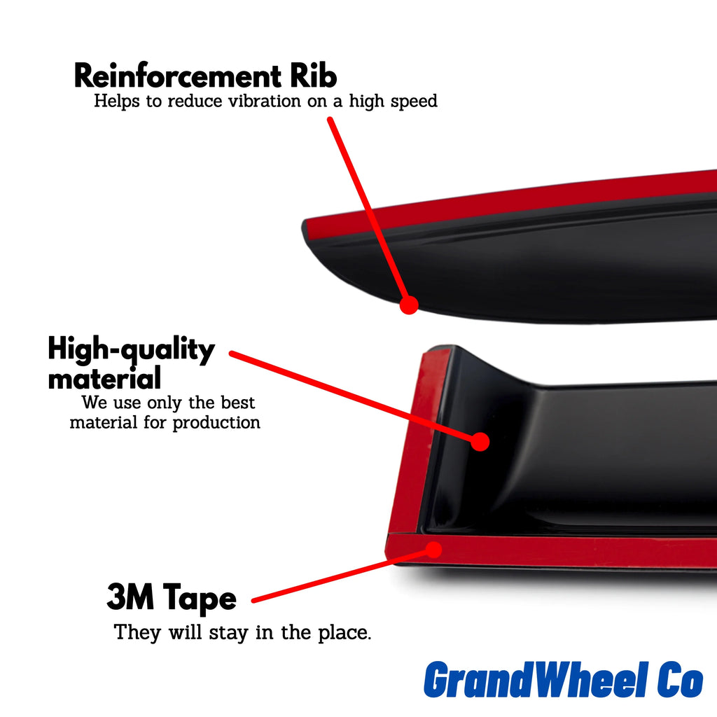 GrandWheel Co Smoke Tinted Tape-On Side Window Vent Visor Deflectors Rain Guards with Nissan Rogue 2021-2024 - 6pcs. GW0299