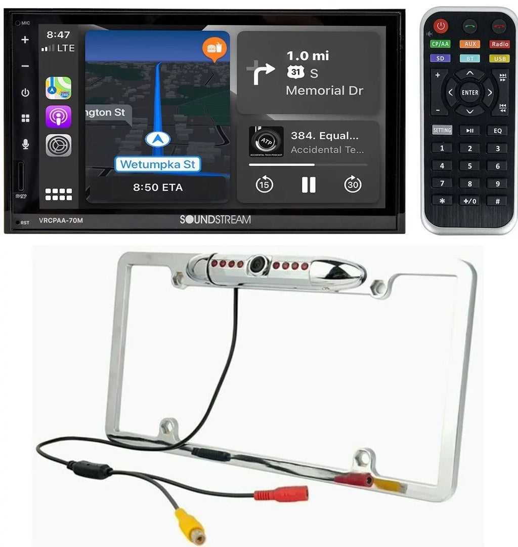 Soundstream VRCPAA-70M 7" Double DIN Bluetooth Apple CarPlay & Android +Camera Silver