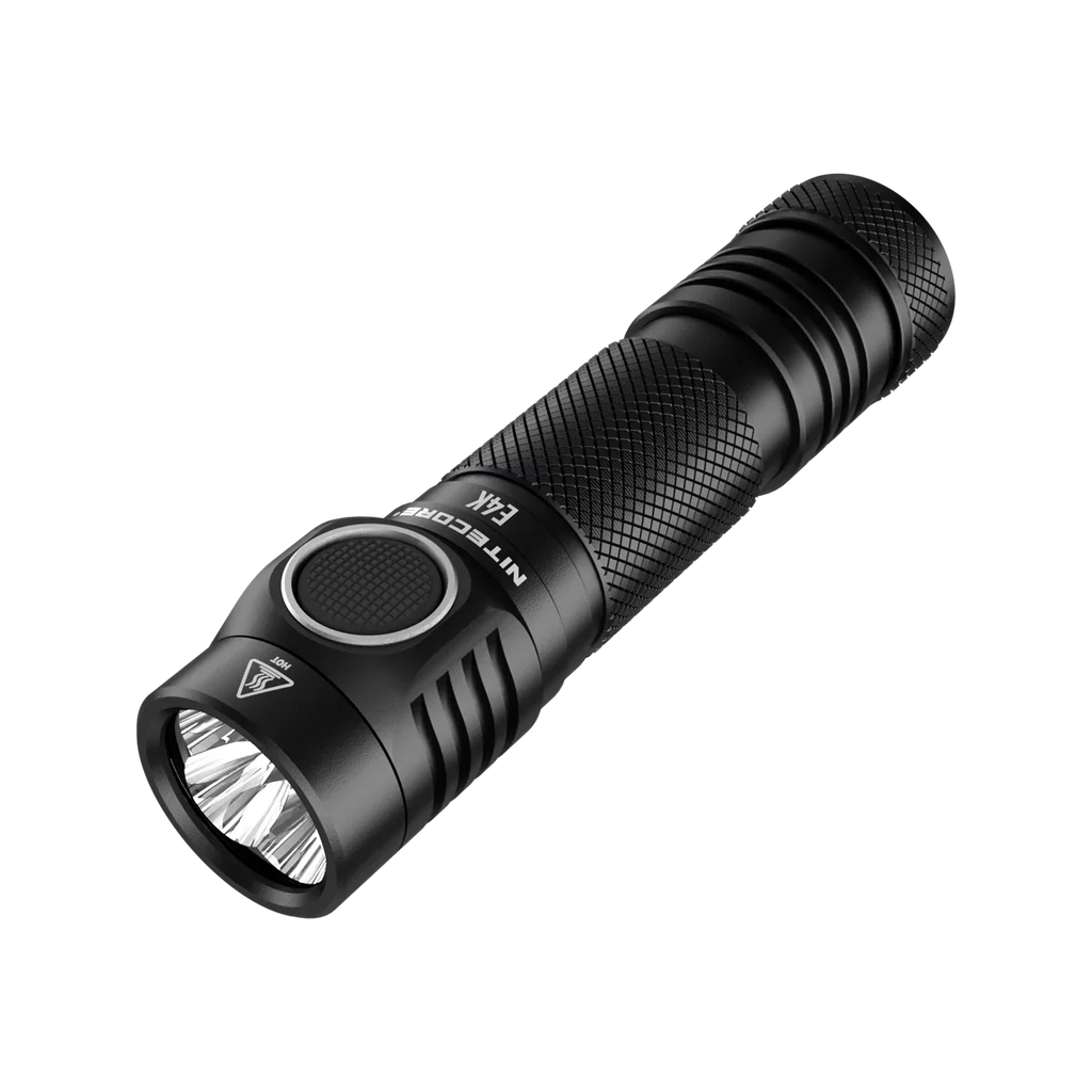 Combo: NITECORE E4K Next generation Flashlight - 4400 Lumens w/Tip Copper Keychain Light -360 Lumens