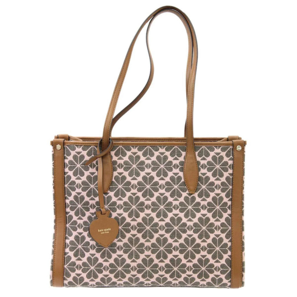Pre-Owned Kate Spade spade flower collection tote bag shoulder jacquard leather pink x brown women's KS (Good)