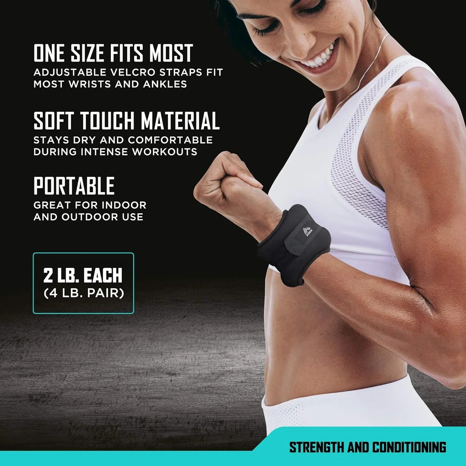 RBX Ankle and Wrist Weights Women and Men - Velcro Straps, Made Jogging, Walking, Resistance Training, and Physical Therapy (Set of 2) - Soft Touch Material