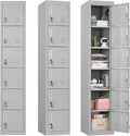 SUNCROWN Metal Locker Storage Cabinet with 6 Lockable Door School, Gym, Home, Office, Gray