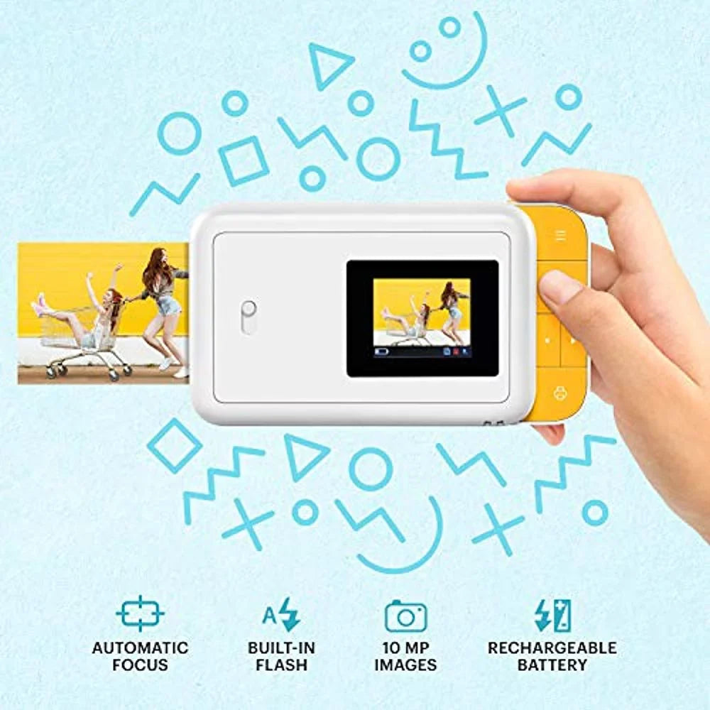KODAK Smile Instant Print Digital Camera (White/Yellow) Photo Frames Bundle with Soft Case