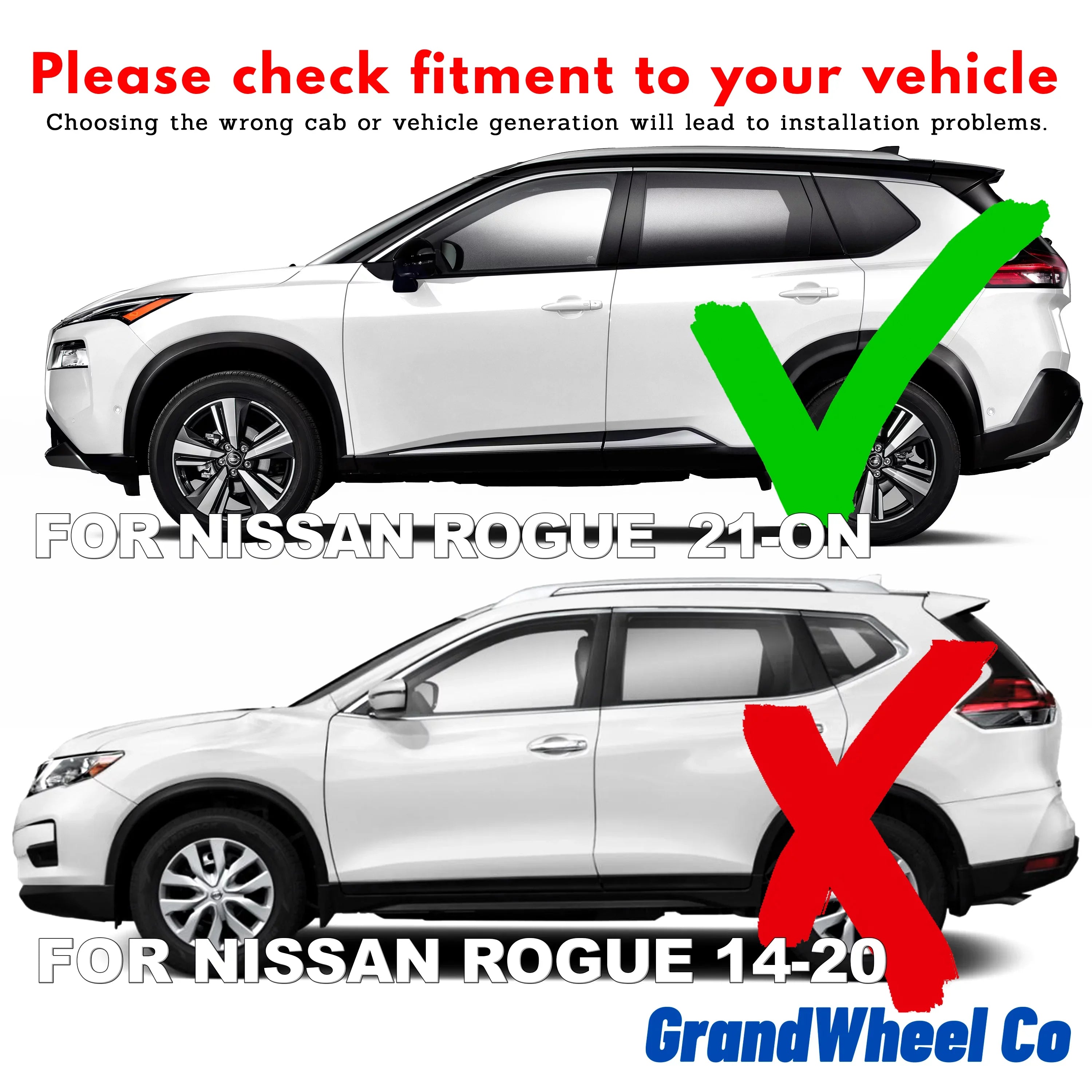 GrandWheel Co Smoke Tinted Tape-On Side Window Vent Visor Deflectors Rain Guards with Nissan Rogue 2021-2024 - 6pcs. GW0299