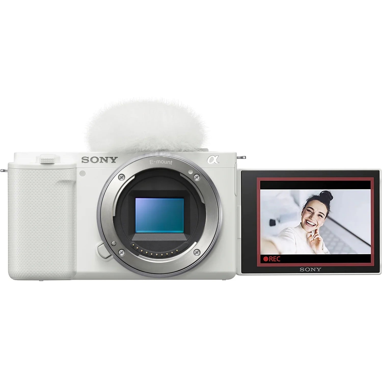 Sony ZV-E10 Mirrorless Alpha APS-C Interchangeable Lens Vlog Camera (Body, White) ILCZV-E10/W Bundle with Deco Gear Photography Case + Extra Battery + Photo Video Software & Accessories Kit