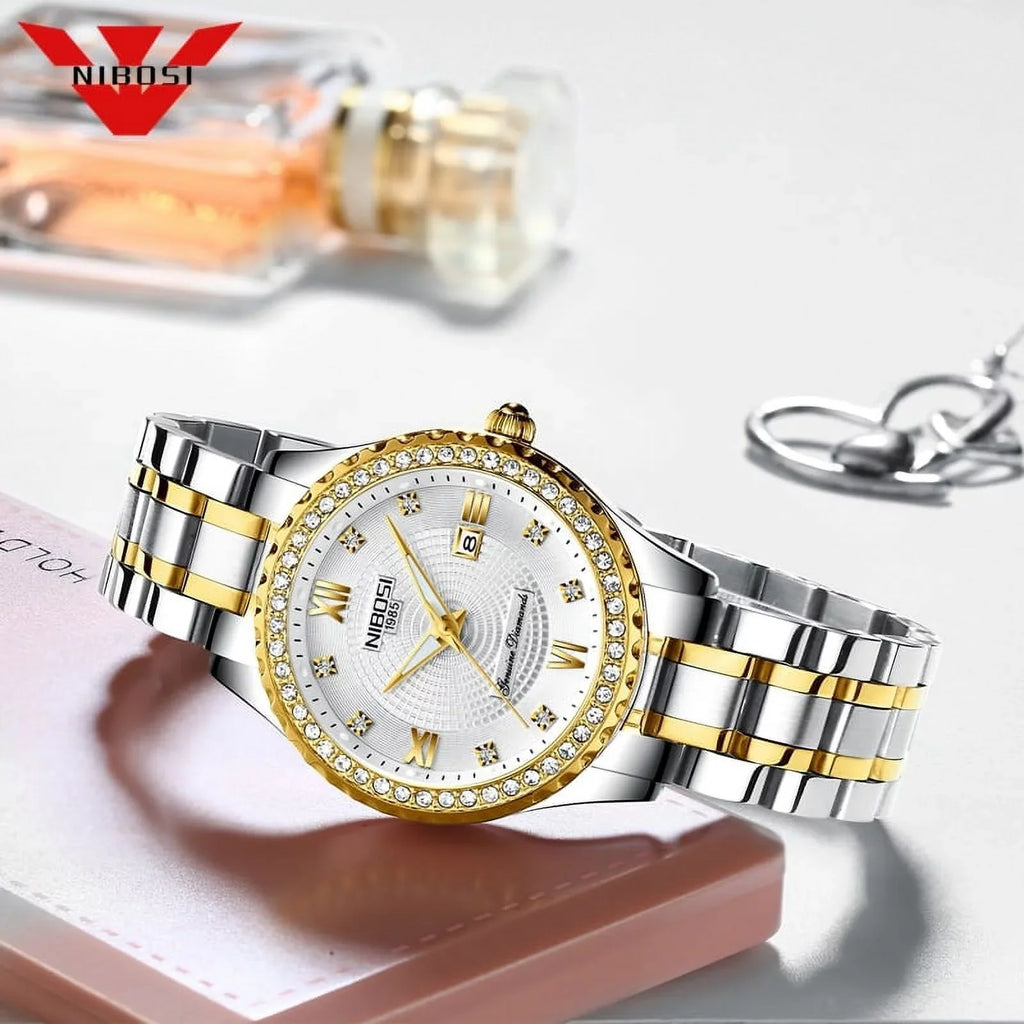 NIBOSI 2022 New Gold Watch Women Watches Ladies Creative Steel Women's Bracelet Watches Female Waterproof Clock Relogio Feminino