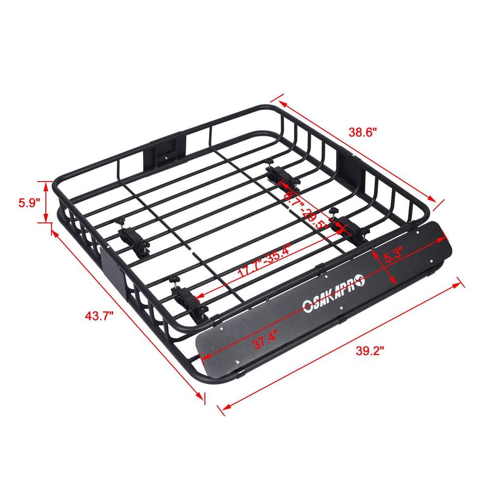 Rooftop Cargo Carrier Basket，Motoring Roof Rack,Top Mount Roof Rack 43"，black steel